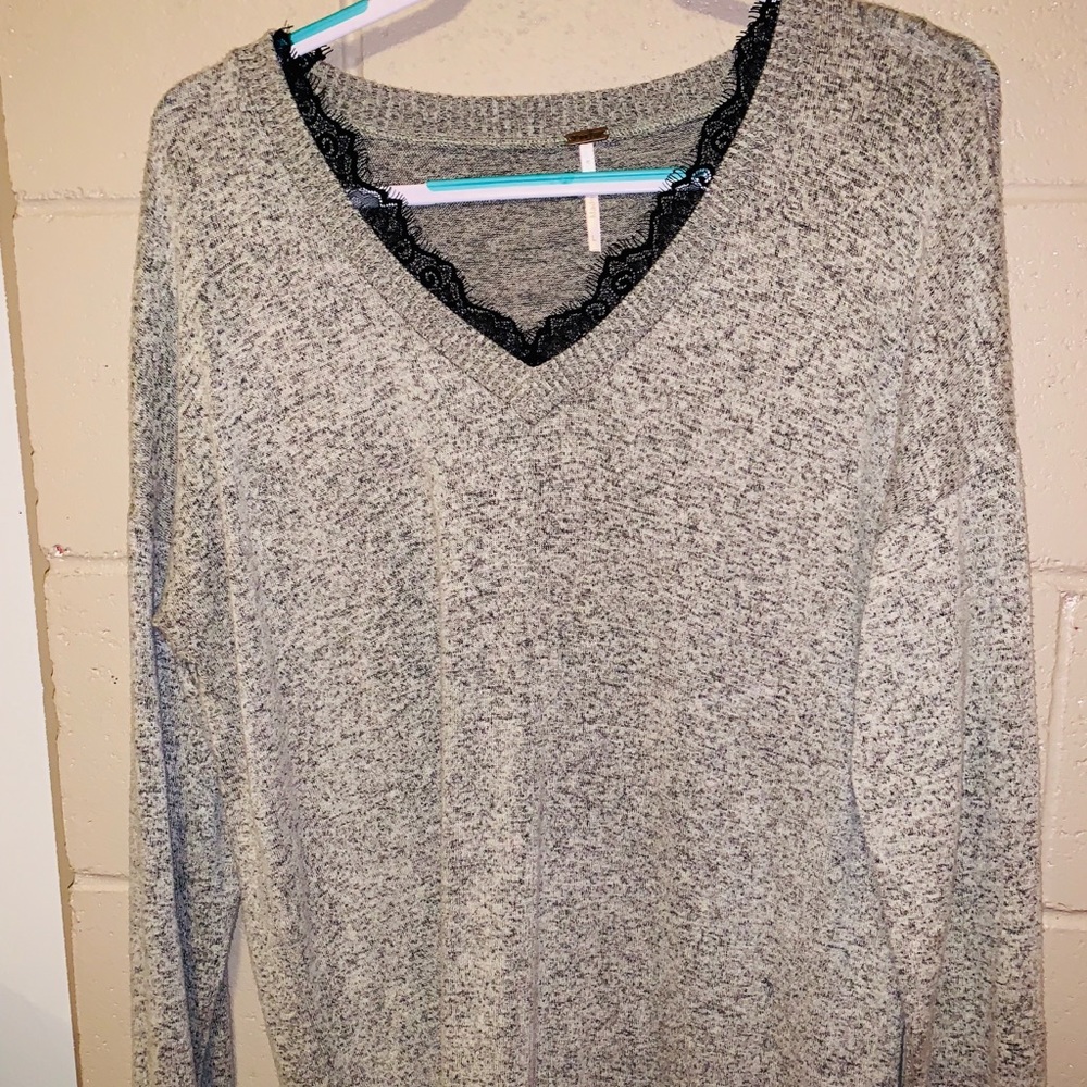 Grey with lace trim top